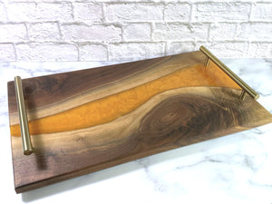 Walnut Live Edge Charcuterie Board, Cheese, Serving Board - Golden Wave