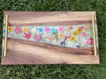 Walnut Live Edge Charcuterie Board, Cheese, Serving Board - Flowers