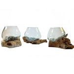 Molten Glass Air Plant Terrarium – Citrine Crystal and Agate Slice Healing Chakra Gemstones 7in x 5in- Light Joy Happiness