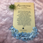 Molten Glass Air Plant Terrarium – Aquamarine Crystal and Agate Slice Healing Chakra Gemstones 7in x 5in- Soothing Stone - March Birthstone