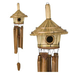 Bamboo Wood With Birdhouse Chime Handmade