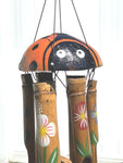 Ladybug Floral Bamboo Wood Chime Handmade