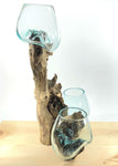 Molten Glass on Driftwood 3 Tier Glass Vase Bowls - Large Succulent Planter, Terrarium Unique Gift