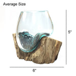 Molten Glass on Driftwood Small 5" Vase, Fairy Garden Hand Blown