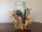 Molten Glass on Driftwood Small 5" Vase, Fairy Garden Hand Blown