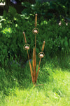 Triple Cattail With Bells Decorative Garden Stake